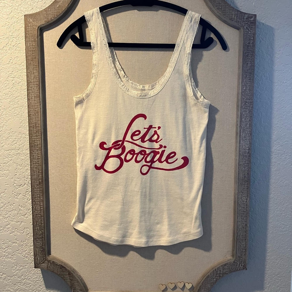 Billabong White and Red Fitted Sleeveless Tank Top